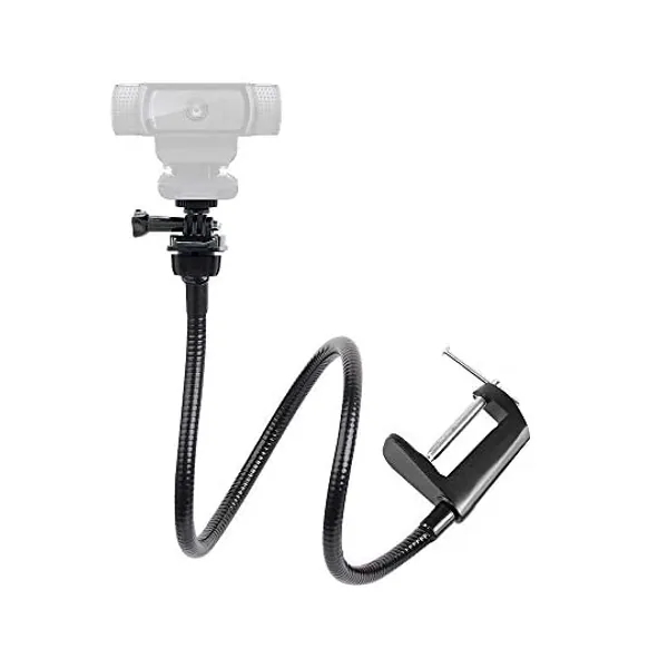 25 inch Flexible Jaw Long Arm Swivel Clamp Clip Mount Holder Stand for Logitech Webcam C925e C922x C922 C930e C930 C920 C615