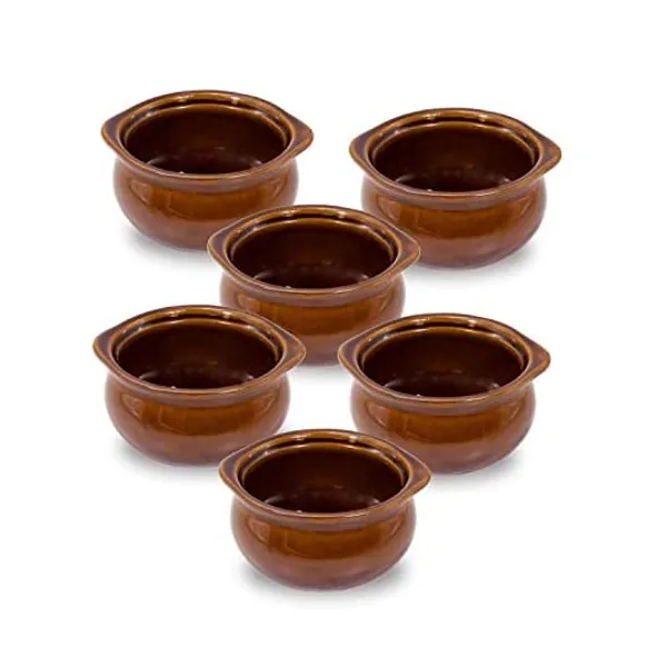 6 Pk 12oz French Onion Soup Crocks Perfect For Onion Soup Stews Casserole Restaurant Style Brown