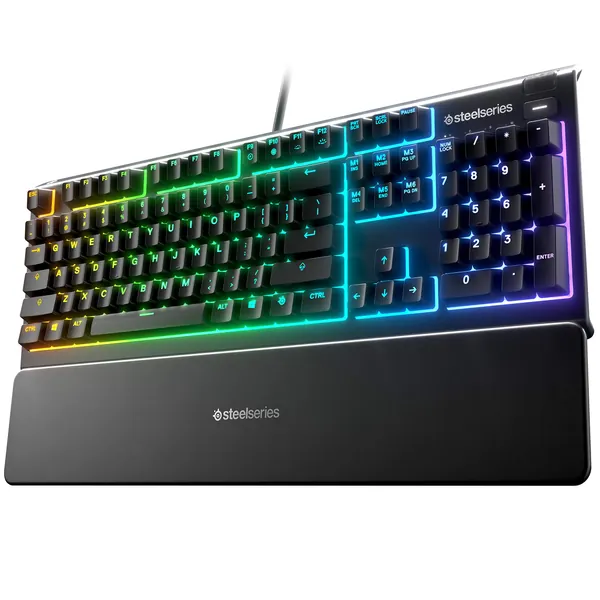 SteelSeries Apex 3 RGB Gaming Keyboard – 10-Zone RGB Illumination – IP32 Water Resistant – Premium Magnetic Wrist Rest (Whisper Quiet Gaming Switch) - Apex 3 Whisper Quiet – Tactile & Silent