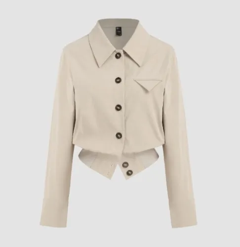  Chemise à Col Solide à Boutons à Manches Longues