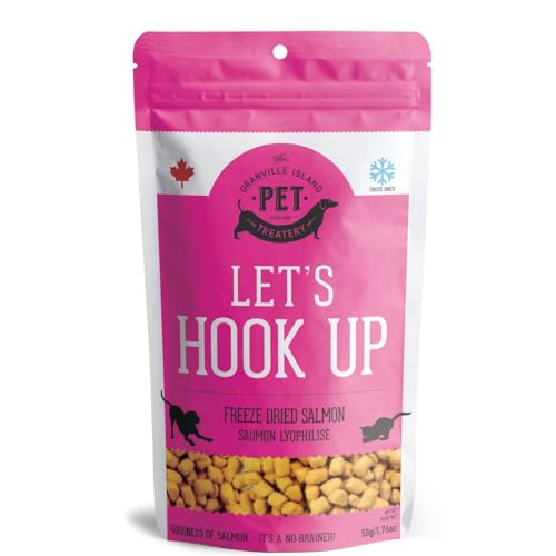 The Granville Island Pet Treatery Freeze Dried Salmon Treats for Dogs & Cats (50g, Pack of 1) - Single Ingredient Dog Treats, Cat Treats - Natural Dog Treats, Grain Free - Salmon - 50 g (Pack of 1)