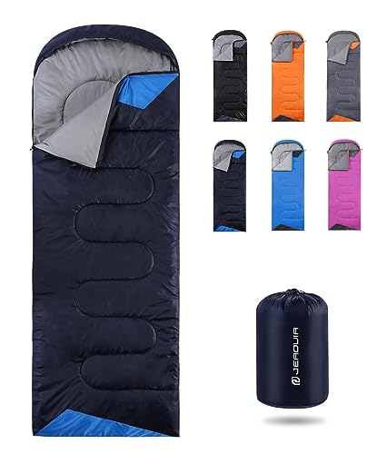 Sleeping Bags for Adults Backpacking Lightweight Waterproof- Cold Weather Sleeping Bag for Girls Boys Mens for Warm Camping Hiking Outdoor Travel Hunting with Compression Bags - Navy Blue