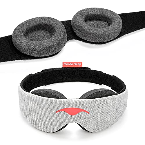 Manta Sleep Mask - 100% Blackout Eye Mask - Zero Eye Pressure - Adjustable Eye Cups - Guaranteed Deepest-Possible Rest - Perfect Sleeping Mask for Light Sleepers, Travelers, Midday Nappers - Gray - 1 count (Pack of 1)