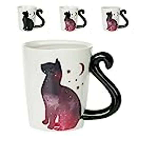 infloatables Color-Changing Cat Mug - 3D Ceramic Black Cat Coffee Mug - Cute Mug - Holds 12 Ounces - Heat Sensitive Mug Cat - Moon Cat - Unique Birthday Gift - Black Cat Mug - Cat Mom Gifts For Women
