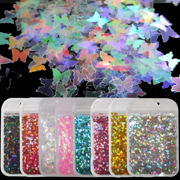 80g Butterfly Chunky Glitter Resin Mylar Flakes Holographic Butterflies Glitters Crafts Sequins Accessories for Resins Makeup Acrylic Nails