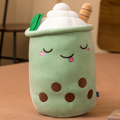 Plush Bubble Milk Tea Pillow - green