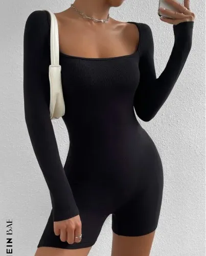 Square Neck Unitard Romper