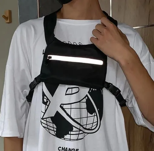 Reflective Zipper Front Chest Bag