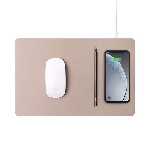 POUT HANDS3 PRO Large Qi Wireless Charging Mouse Pad Mat for iPhone, Airpod, Samsung Galaxy (Latte Cream) - PRO Large | Latte Cream