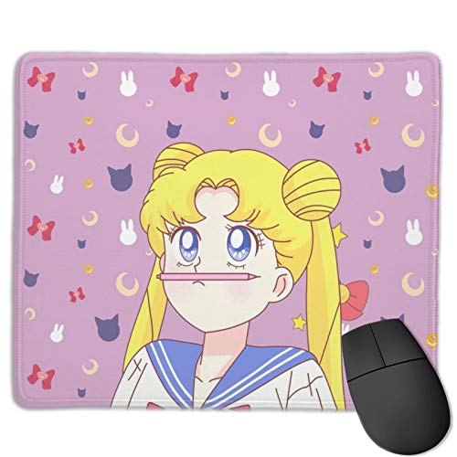Cute Pink Moon Mouse Pad Kawaii Anime Mousepad Pink Gaming Mouse Mat Non-Slip Rubber Base Computer Laptop Desk Pad Accessories 9.85 X 11.8 inch