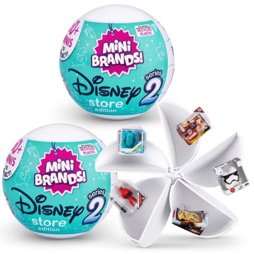 5 Surprise Mini Brands Disney Store Series 2 Mystery Capsule Collectible Toy (2 Pack), Gold - Series 2 - Single - 2 Pack