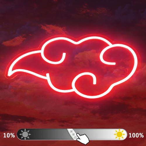 Anime LED Cloud Neon Sign - Dimmable Red Gaming Neon Light Signs 13.6x8.6 Inch, USB Powered Neon Signs for Bedroom Teen Game Room Party Wall Decor, Gamer Gifts for Boy, Kids