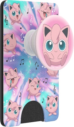PopSockets PopWallet+ with Swappable PopTop: Phone Grip, Phone Stand, and Wallet for Cards, Removable, Jigglypuff Tie Dye