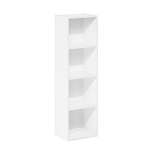 Furinno Luder Bookcase / Book / Storage, 4-Tier Cube,White - White - 4-Tier Cube