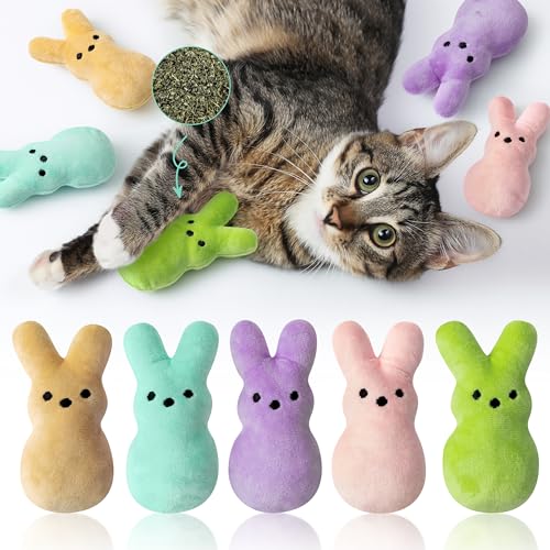 MALLMALL6 5Pcs Easter Bunny Catnip Toys
