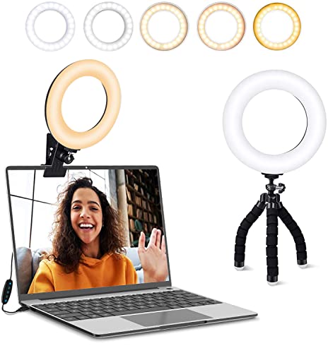 Ring Light, ACMEZING Video Conference Lighting Kit 3200k-6500K Dimmable LED Ring Light Clip on Laptop Computer Monitor for Zoom Meeting/Remote Working/Video Calls/Streaming/YouTube Video/Makeup/TikTok - 5inch