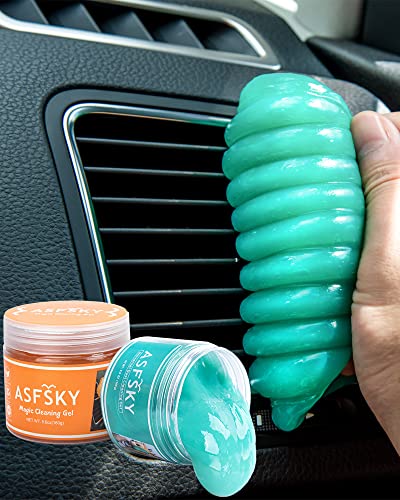 2PACK Car Cleaning Gel for Detailing Putty Kit Car Interior Cleaner Gel for Car Vents,Dashboard,Car Cleaning Slime for Removing Dust, Crumbs from Electronics Keyborad… - 2PACK - Orange+Green