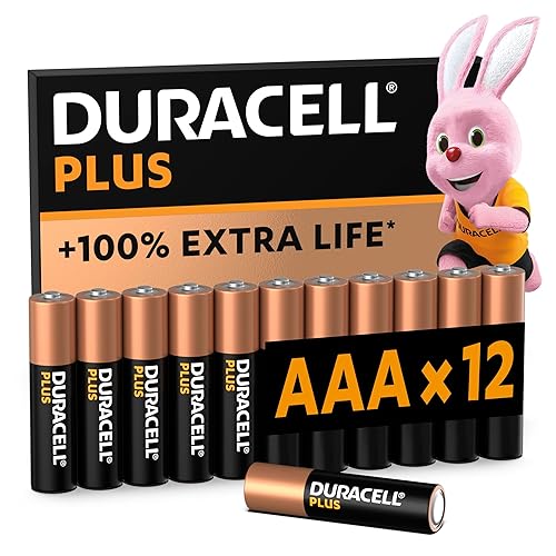 Duracell Plus AAA Batteries (12 Pack) - Alkaline 1.5V - Up To 100% Extra Life - Reliability For Everyday Devices - 0% Plastic Packaging - 10 Year Storage - LR03 MN2400 - Size AAA - Plus (+100% Extra Life) - Pack of 12