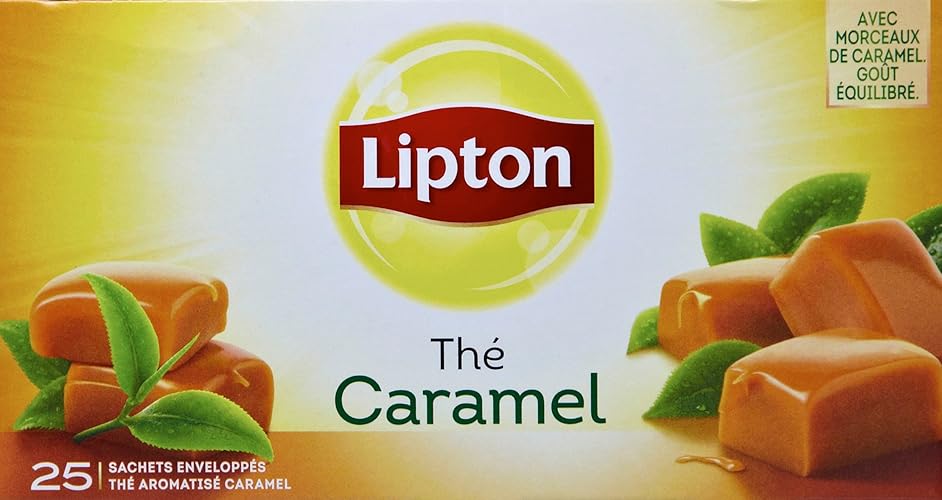 Lipton Thé Caramel, Certifié Rainforest Alliance, 25 Sachets 40g - Lot de 3