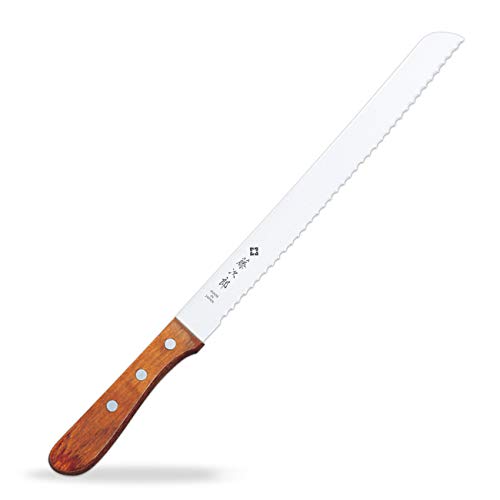 Tojiro Japan Hand Made Bread Knife Slicer Cutter, 14.75", Stainless and Wood - Reinforced Laminated Material