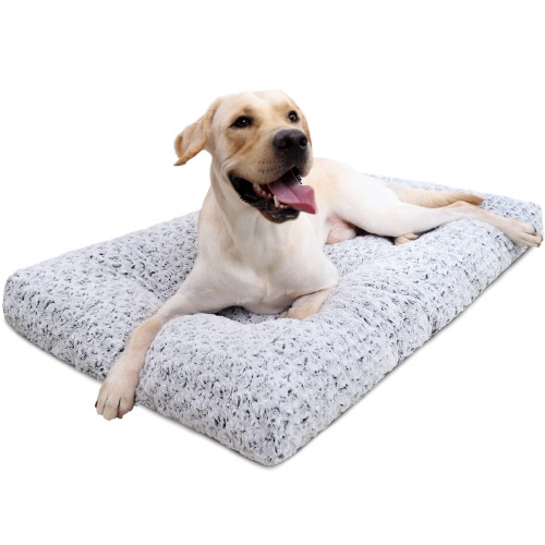 Washable Dog Bed Deluxe Plush Anti-Slip Pet Sleeping Mat for Large, Jumbo, Medium, Small Dogs Breeds, 35" x 23", Gray
