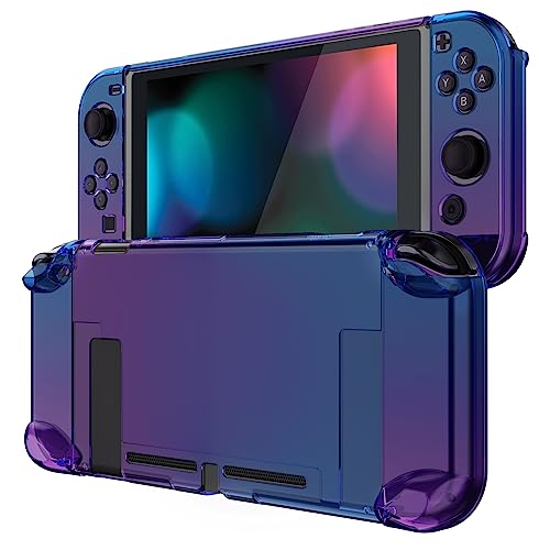 eXtremeRate PlayVital Back Cover for Nintendo Switch Console, Handheld Controller Protector Hard Shell for Joycon, Dockable Protective Case for Nintendo Switch - Gradient Translucent Bluebell - Gradient Translucent Bluebell