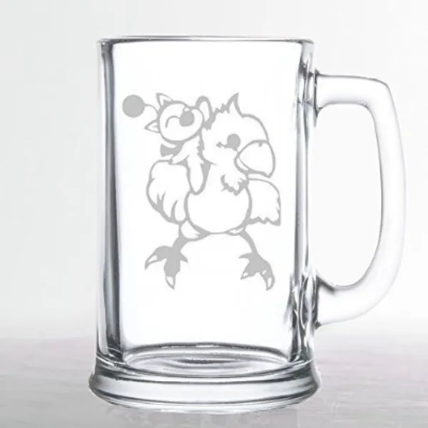 Final Fantasy - Moogle Riding Chocobo - Etched Beer Mug