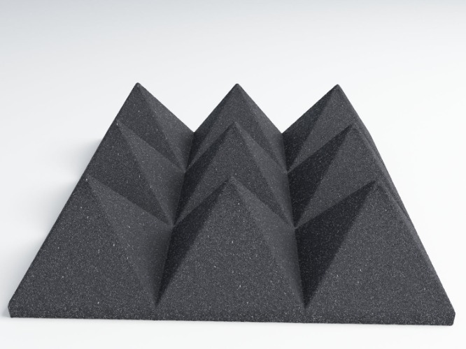 4 Inch Acoustic Foam Pyramid Style Panels - 13 Color Options - 12x12x4" 2 Panels (2 SF Per Case) / Charcoal