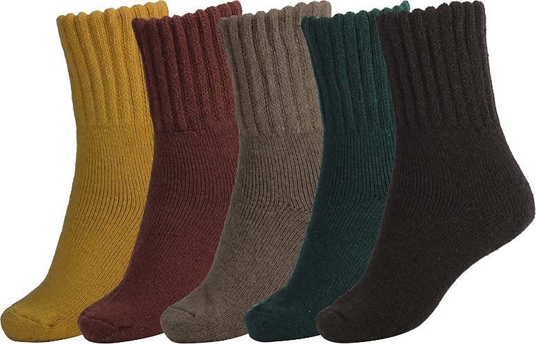 BomKinta Boot Socks for Women Winter Solid Thick Warm Socks Cozy Crew Socks Christmas Gift - Brown Red Green Yellow Khaki -5 Pairs