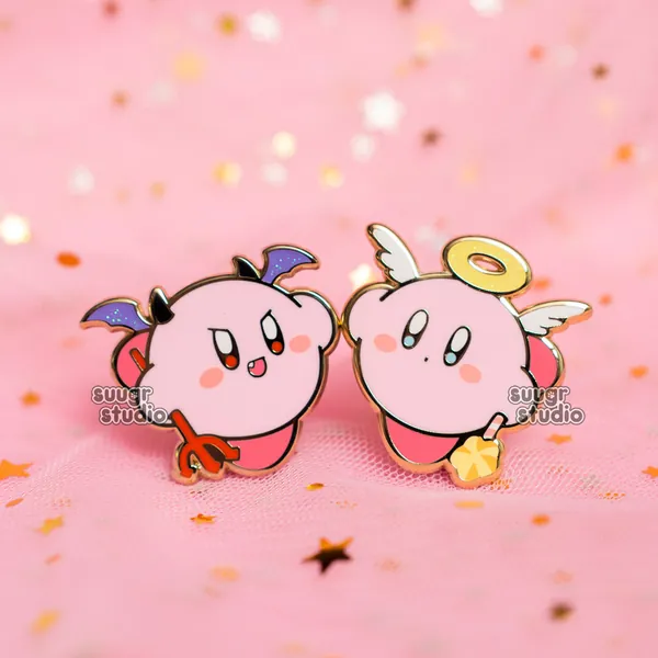 Devil and Angel Poyo Hard Enamel Pin, Halloween Collection