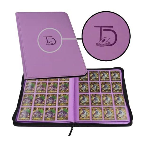 TopDeck 1000 Card Binder - TCG Portfolio - 16 Pocket Card Binder - Ringless Binder Compatible with Pokemon Cards, Yu-Gi-Oh, Magic the Gathering, and More - Side Load Sleeves - Cards Album (Purple)