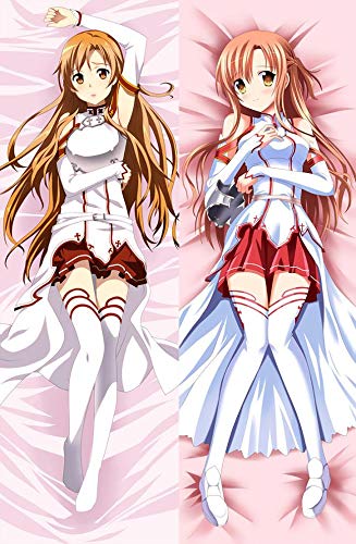 Ditooms Dakimakura Body Pillowcase Anime Pillow Cover Sword Art Online Asuna Bed Set 20x59inch Double-Side Manga Anime Cosplay Pillow Cushion Cover Home Room Decor SL98