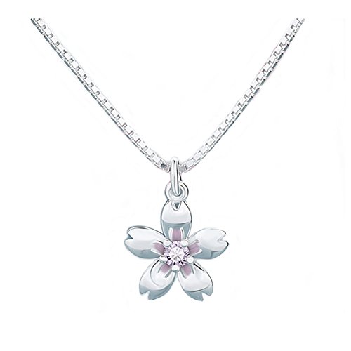 Helen de Lete Little Pink Sakura Flower Sterling Silver Choker Necklace
