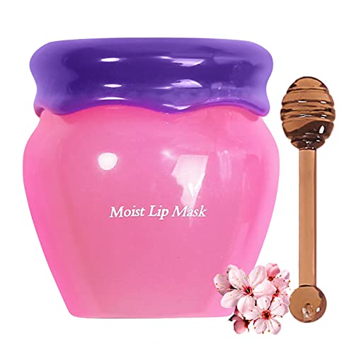 Lip Mask,Sakura Lip Oil Mask,Propolis Moisturizing Honey Lips Mask Lip Balm Nourishing Anti Care Lip, Restore, Hydrate & Plump Dry, Chapped Lips For Women (Pink) - Pink