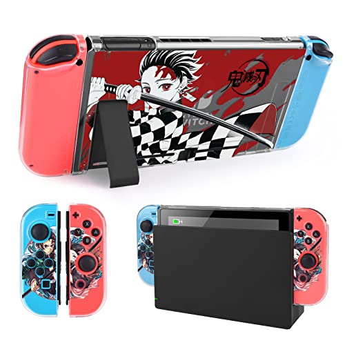 DLseego Protective Case Compatible with Switch,Switch Accessories,Hard PC Clear Switch Shell with Soft Joy-Con Cover,Dockable Case,Anti-Scratch Design-Demon Slayer - Demon Slayer