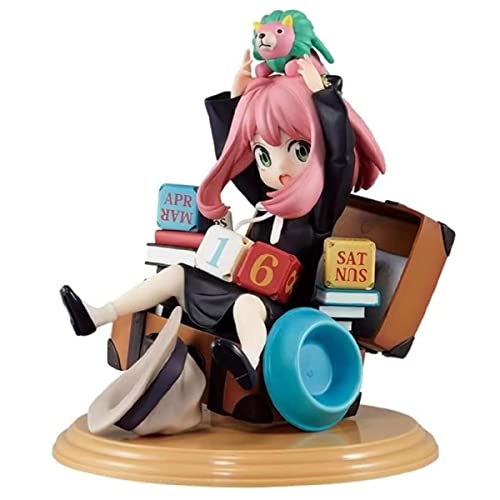 REOZIGN Spy x Family Anya Forger Anime Action Figure, 16 cm/6.3 inches, Anya Character Figurine PVC Statue Collections Decorations Children Gift (Black) - Black