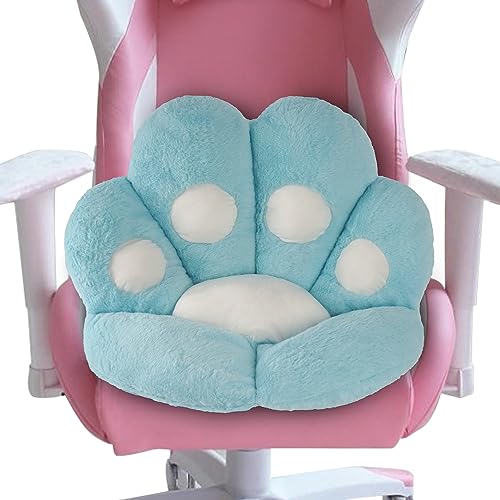 FlyGulls Cat Paw Cushion Kawaii Cat Pillow for Computer Gaming Chair Comfy Cat Paw Seat Cushion for Office Chairs Cute Cat Plush Pillow for Room Decor (Blue, 31.5 x 27.5 Inch) - Blue - 31.5*27.5 Inch