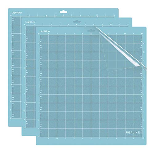 REALIKE 12X12 Lightgrip Cutting Mats for Silhouette Cameo 4/3/2/1(3 Mats) Gridded Adhesive Non-Slip Cut Mat for Crafts, Quilting, Sewing, Scrapbooking and All Arts - blue for Cameo 12*12 (3 Mats) - LightGrip