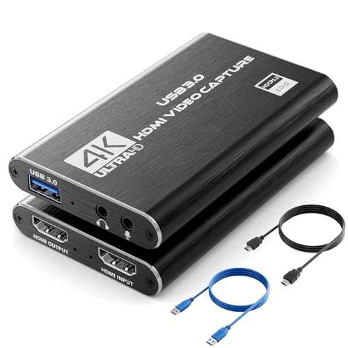 Capture Card Nintendo Switch, Video Capture Card 4K 1080P 60FPS, Game Capture Card Device HDMI to USB 3.0 for Streaming, Gaming and Recording, Works with Xbox Series X/S, Xbox One X/S, PS4, PS5 - USB 3.0
