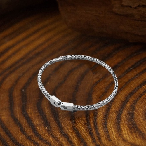 Simple Solid Color Jewelry Buckle Stainless Steel Bracelet - Silver / 21CM