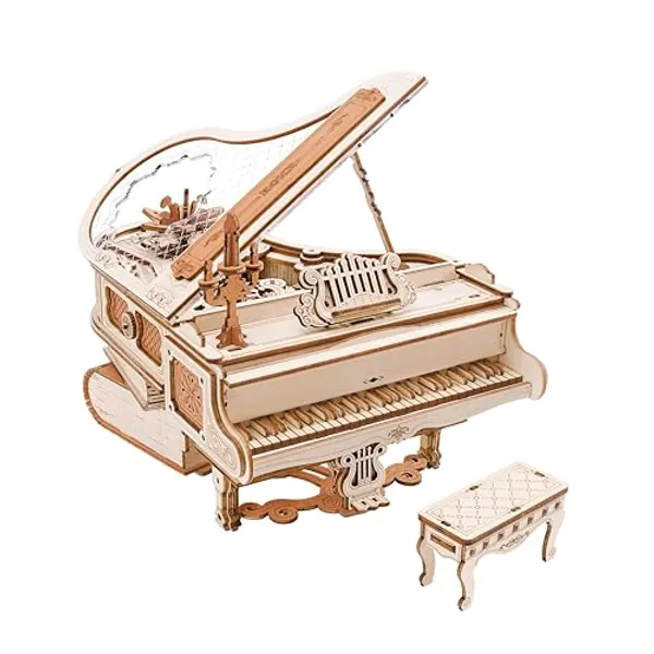 ROKR 3D Wooden Puzzles for Adults 223pcs Piano Model Kit 1:20 Scale Building Puzzles Wooden Music Box Unique Gift for Men Women Hobbies for Birthday Christmas - Magic Piano