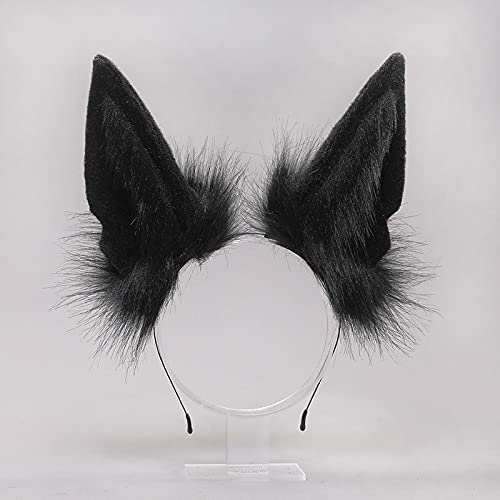 Halloween Dress Up Ear Headband for A Mock Animal Wolf Fox Ears Convention Characters Cosplay Party - Black