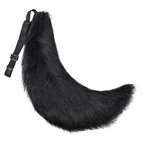 Long Wolf Fox Fluffy Tail Halloween Animal Cosplay Party Accessories - Black