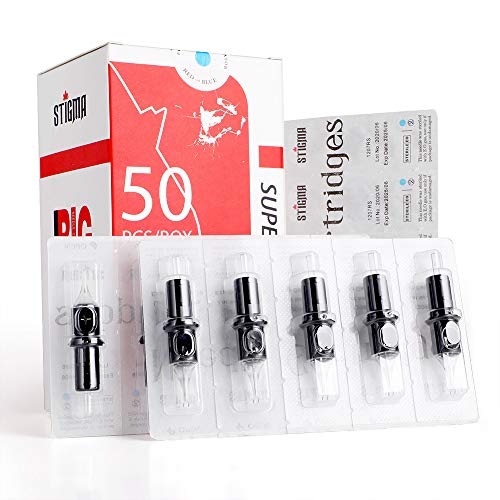 Stigma #12(3RL) Standard Disposable Tattoo Needle Cartridges with Membrane Safety Cartridges for Tattoo Artists Round Liner 50Pcs Super Value Pack EN05-50-1203RL - 1203RL