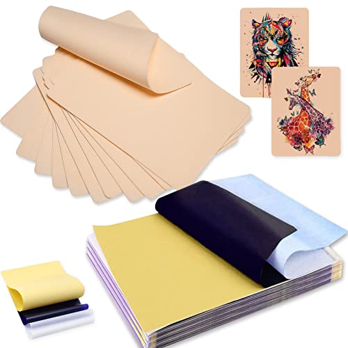CINRA Tattoo Practice Skin with Transfer Paper, 30PCS Tattoo Fake Skin and Tattoo Tracing Paper Kit Including 10PCS Double Sided Skin and 20PCS Tattoo Stencil Paper for Tattoo Practice Tattoo Supplies - 30Pcs Fake Skins & Tattoo Stencil Paper