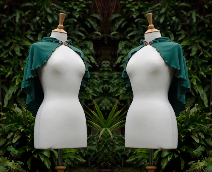 Verdant Luna Capelet, green cape, hooded cape, little green cape, strega witches cape, dark mori witch, jester lavorre cosplay, technodolly