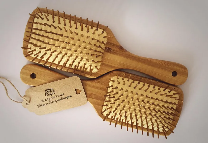Bamboo Hairbrush | Plastic Free | Eco Friendly Sustainable Rectangular/Oval Brush