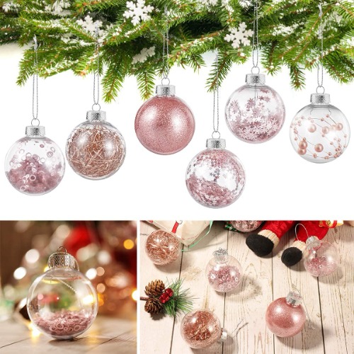 TOYANDONA 36pcs Christmas Ball Ornaments Christmas Baubles Christmas Tree Decoration Ornaments Shatterproof Balls for Xmas Hanging Decorations Festival Holiday Decor (6cm, Rose Gold)