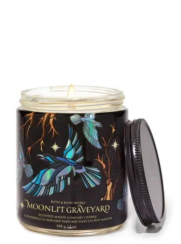 Moonlit Graveyard Mason Single Wick Candle