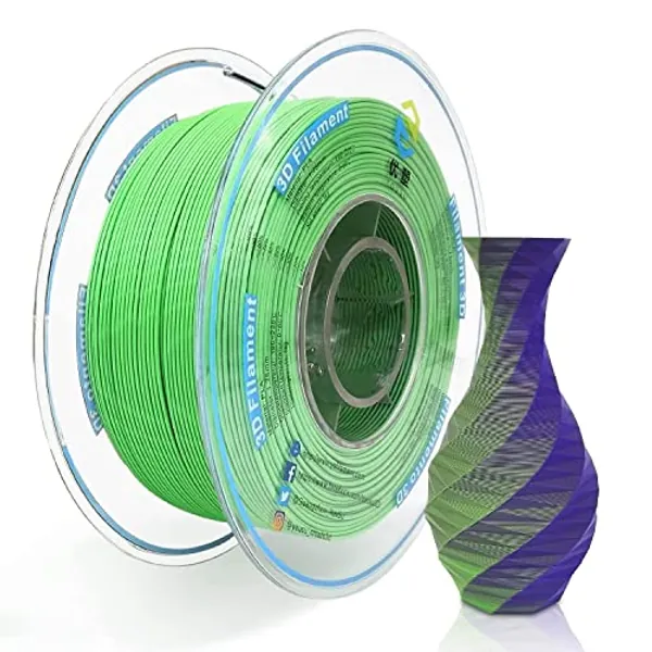 YOUSU Matte Dual Color PLA Filament Coextrusion Filament Multicolor 3D Printer Filament 1kg Compatible with Most of 3D Printer, Matte Lilac Green Color Change PLA.